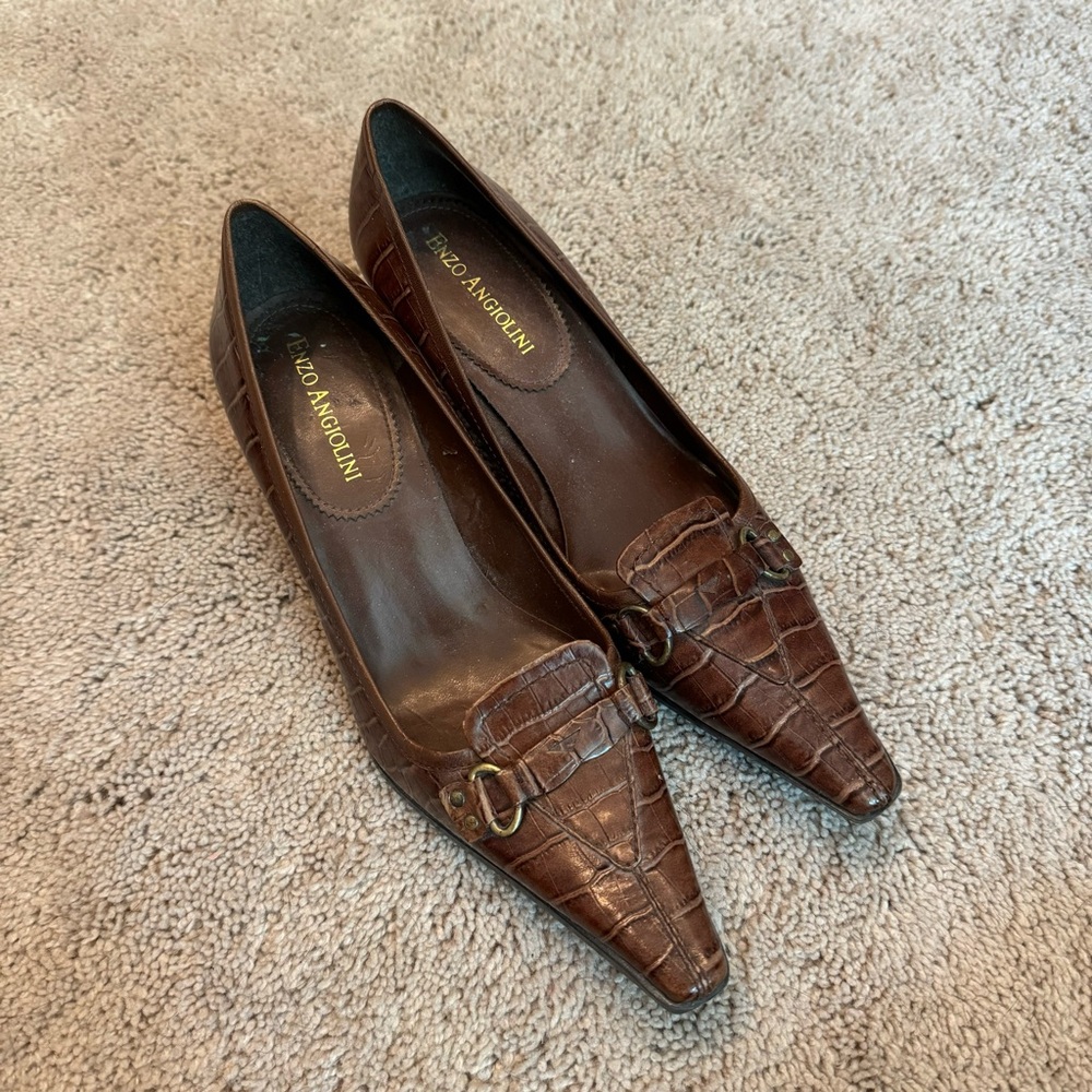 Enzo Angiolini Leather Kitten Heels
